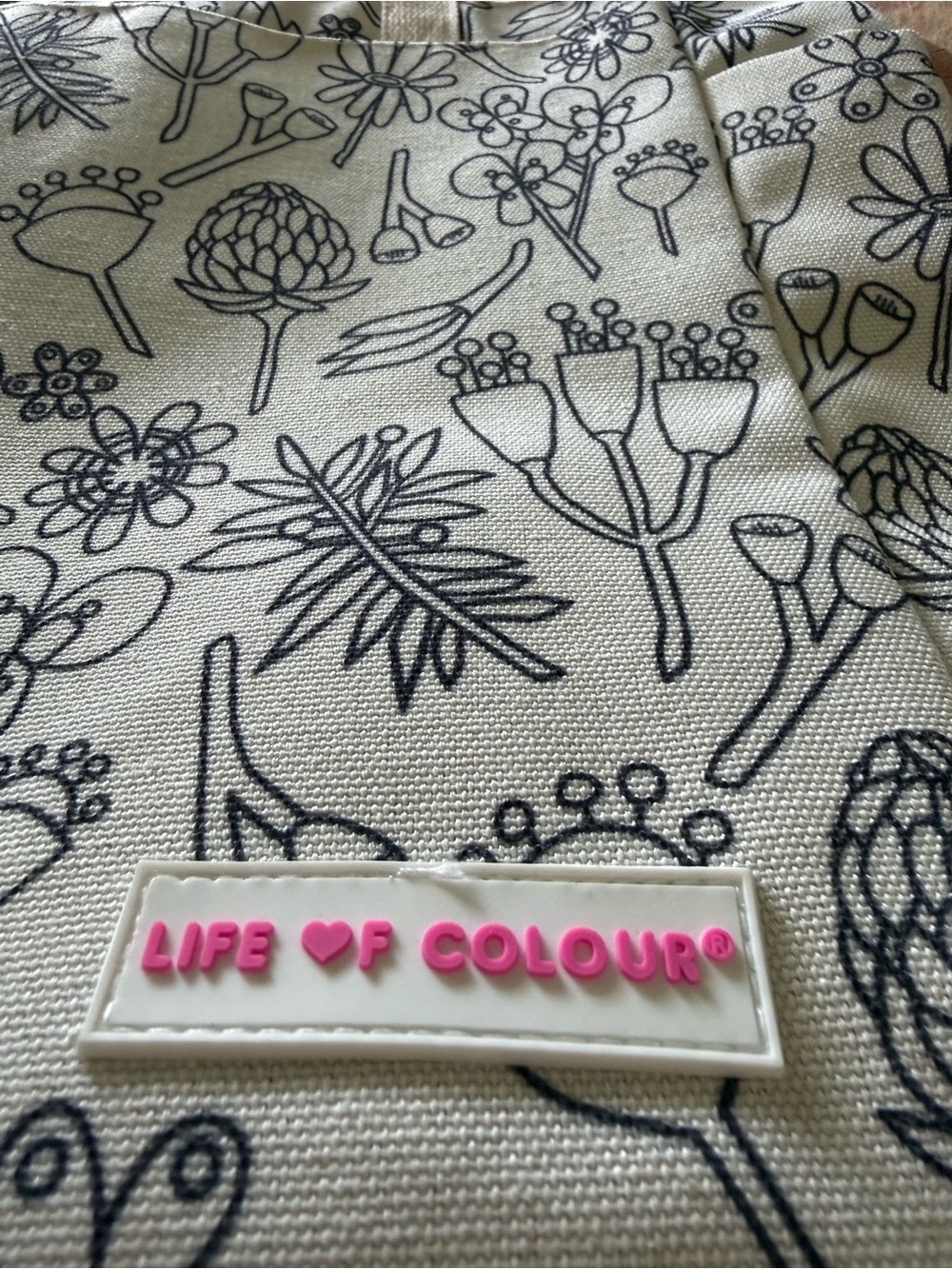 Life of Colour Botanical Doodle Canvas Tote Color Your Own Bag